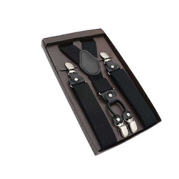 Elegant Seler Herre Ægte Læder Legering 4 Clips Bælte Elastiske Bukser Stropper Mode Kommercielle Bukser Seler 35 cm Bredde