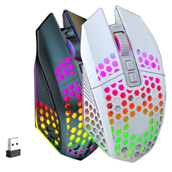 Trådløs Gaming Mus med Honeycomb Skal, RGB Baggrundsbelysning & 5 DPI Niveauer 2024 2024THO