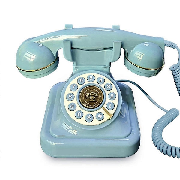 Audio Gästbok Telefon Retro Rotary Stil Antik Audio Gästbok Telefon Meddelande Röstinspelare Vintage Telefon Blå
