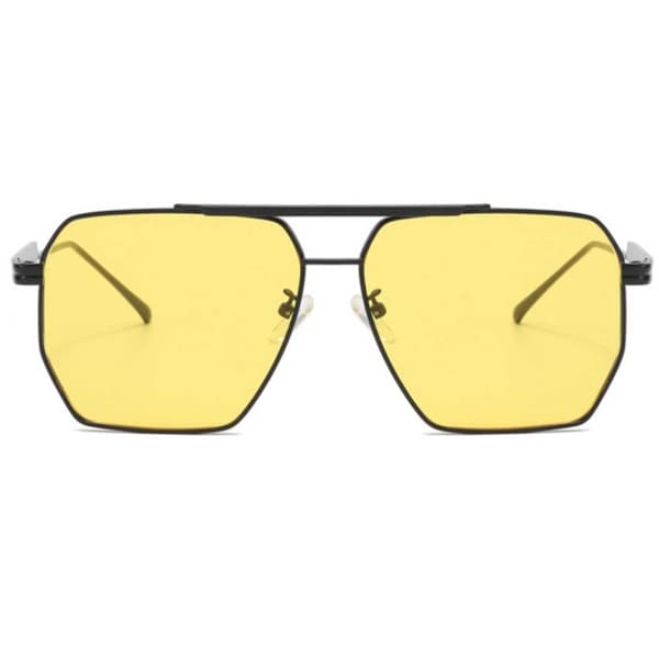 Moderne Pilot Aviator Solbriller Sort Gult Glas