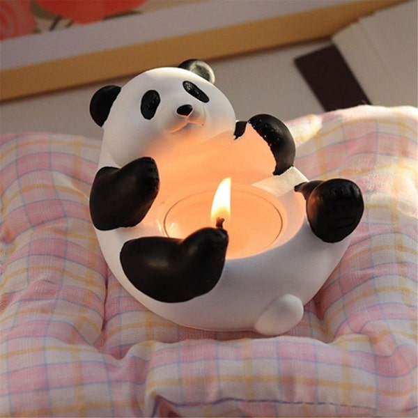 Ljusstake i form av en söt panda, ringhållare, smyckesbricka, dekorativ ställning för