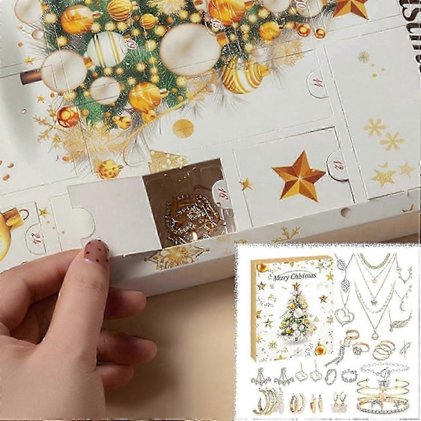 Smykke Adventskalender, 24 Dages Jule-nedtællingskalender, Nedtællingskalender farve: RC451D