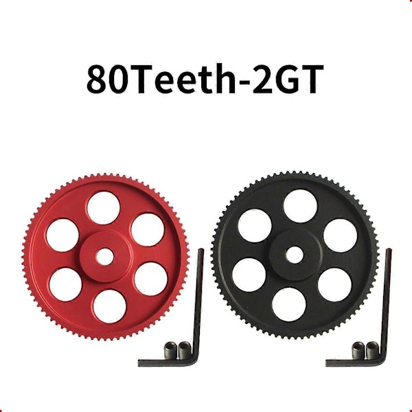 2GT 80Tänder Synkron Remskiva Kit Timing Remskiva Hål 5mm 2MGT Synkron Rem för Voron 2.4 3D-skrivardelar Svart