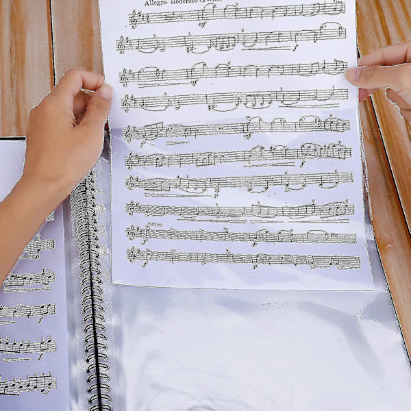 Musikmappe til noder A4 papirstørrelse hyldeopbevaring 30 lommer noder plastik koncert kor mappe - Yvan