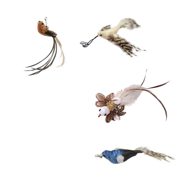 Interactive Cat Wand with Suction Cup and Replaceable Feathers - Activates Hunting Instinct