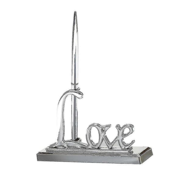 Bröllopssignaturpenna med silverpläterad metall Love Halter Pennset Present (silver)