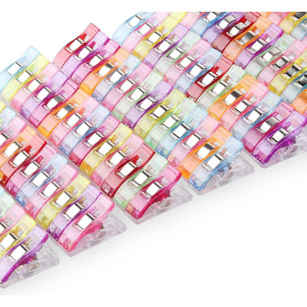 100 stk. Clips Klemmer DIY 2,7 * 1,0 * 0,9 cm Plastik Syning Til Binding Patchwork Hækling Strikkehåndværk Assorterede Farver (tilfældig Forsendelsesfarve)