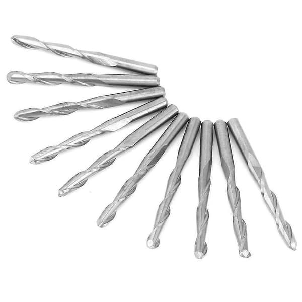 10 stk. 2 Fløjte Spiral Router Bit til Træ CNC End Mill Wolfram Fræser 3.175*22mm
