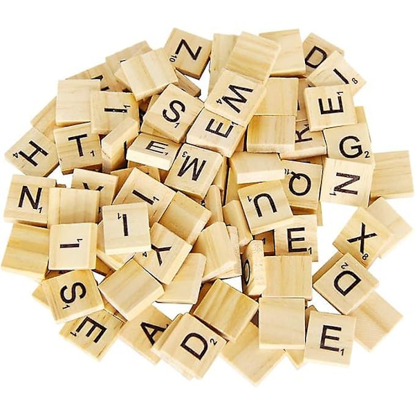 100 Træbogstaver, Scrabble Bogstaver Til Håndværk