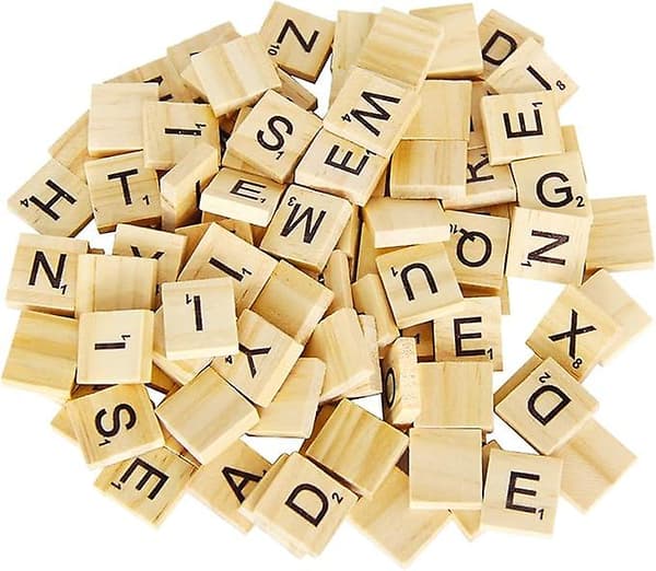 100 Träbokstäver, Scrabble Bokstäver för Hantverk