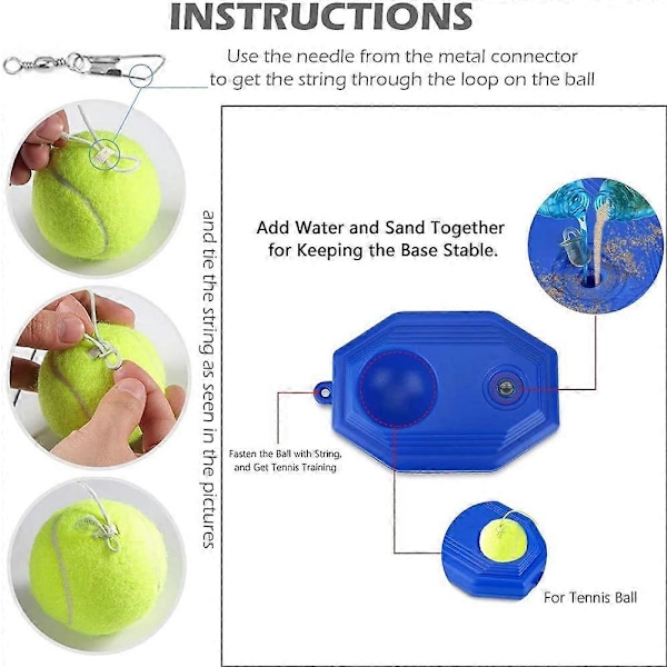 Solo tennis trener rebound ball, fyll & drill tennis trener med snor, rebounder tennis trening