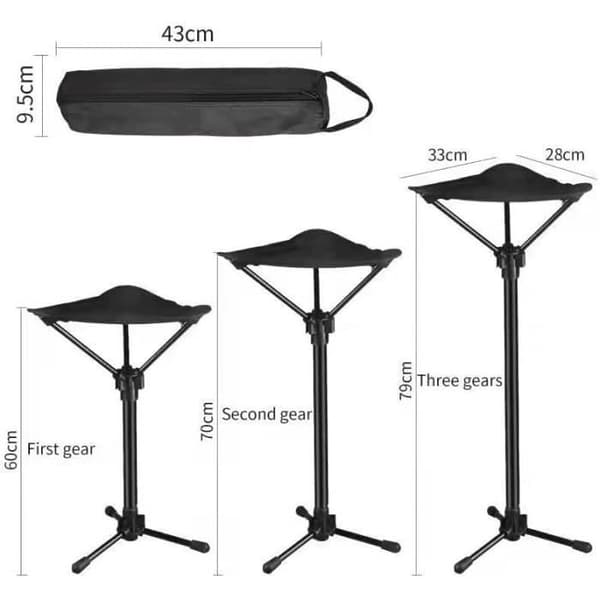 10 STK Sammenklappelig Teleskopskammel - Justerbar Højde 60-79 cm - Bæreevne op til 150 kg - Sort