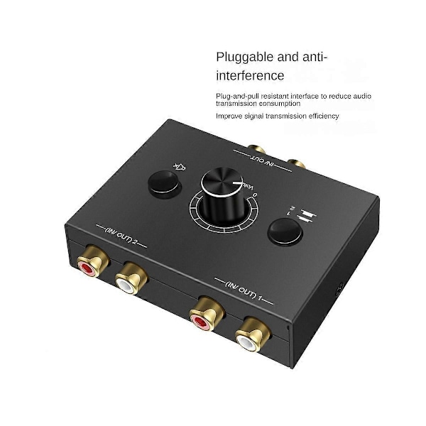 2 sisään 1 ulos 1 sisään 2 ulos Nopea audionvaihdin äänenvoimakkuuden säätimellä usean laitteen liittämiseen