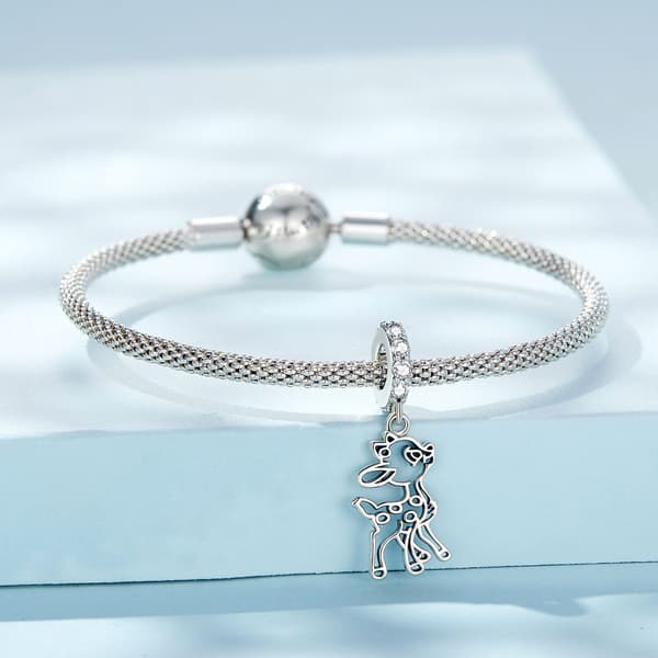 Bambi deer charms pendant silver 925 beads