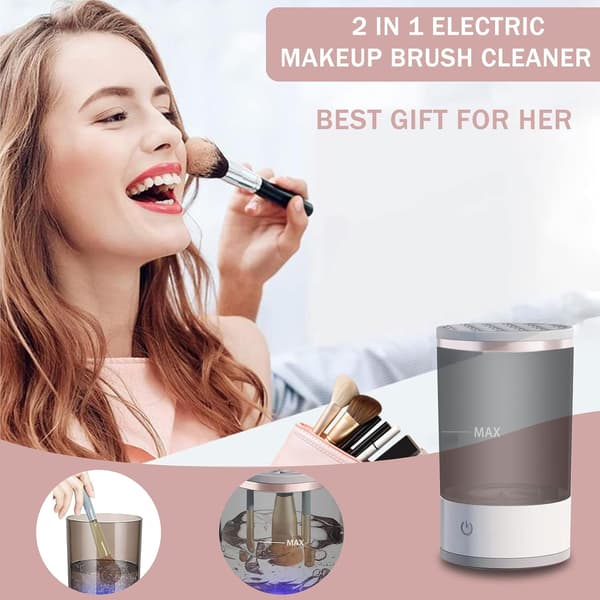 Elektrisk makeupbørsterenser, automatisk makeupbørsterenser, roterende makeupbørsterenser, velegnet til makeupbørster i alle størrelser.