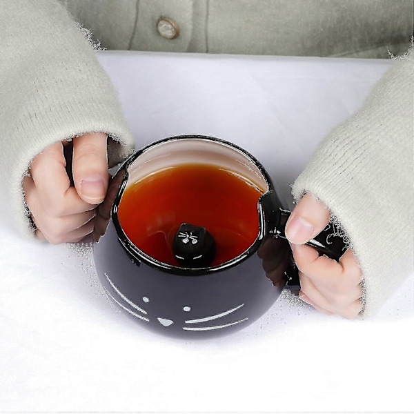 Sød Keramisk Kat Kaffekrus 35 cl Katteelskere Kitty Te Krus Gaver Til Kvinder Piger Sort-ZZY 2025th