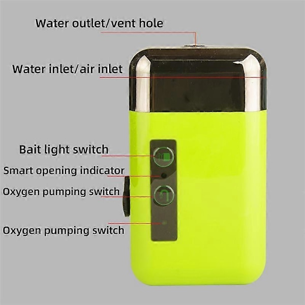 Intelligent Sensor Vann-Oksygenpumpe Bærbar Smart Induksjons-LED-Belysning USB Utendørs Fiske Oksygen