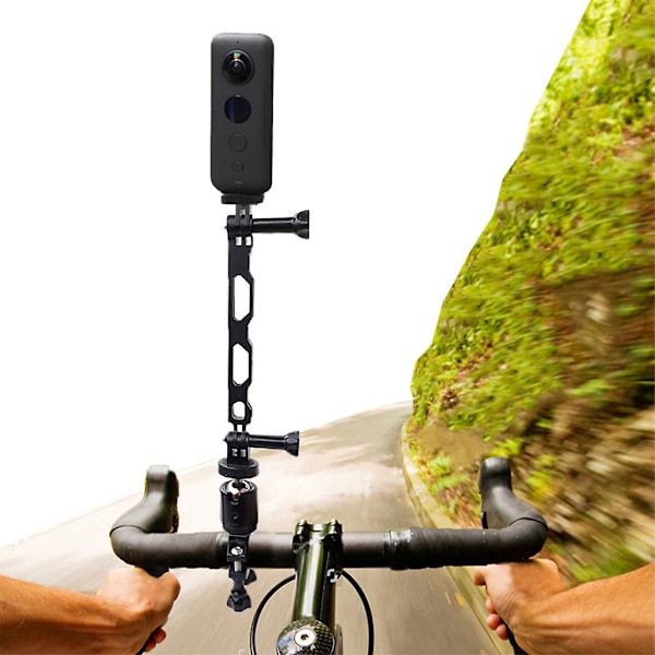 Aluminiumförlängningsarm förlängd selfiefäste med 1/4 tums stativadapterset Kompatibel -för Insta 360 One R X Go Pro Max-kamera