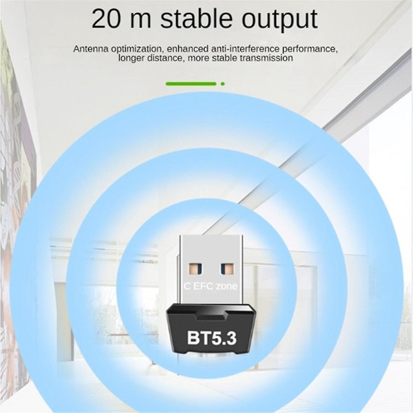 RTL5.3 Bluetooth Adapter Driver-Free Datamaskin USB Trådløs Bluetooth Mottaker Sender Bluetooth
