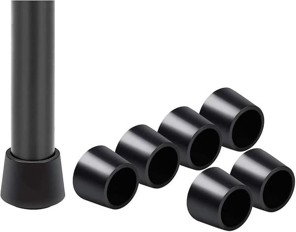 16 stk. Stolebeskytterhætter, Stolebenshætte i Gummi, Indvendig Diameter - 7/8 Tommer / 22 mm, Sort