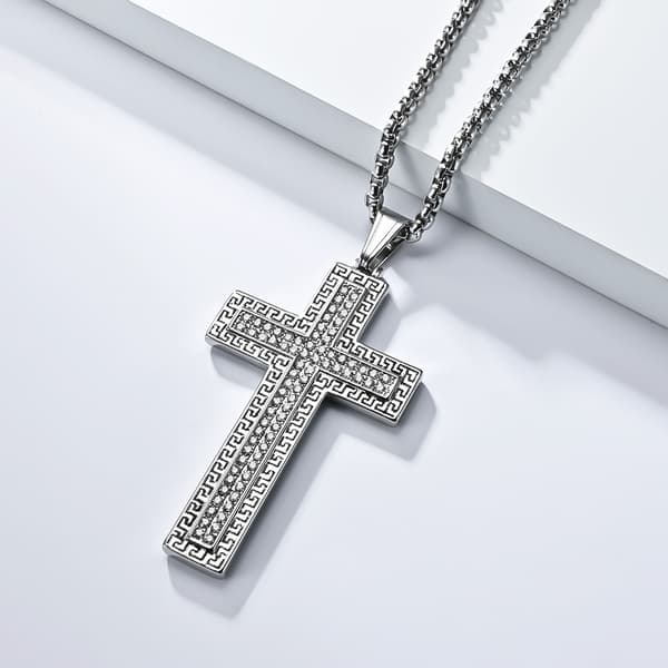 Halskjede med kors Svart Sølv