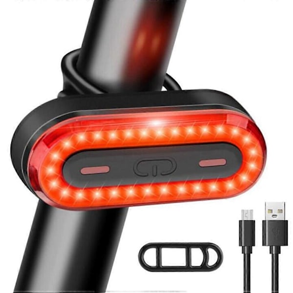 LED Baglygte til Cykel med 6 Lysindstillinger USB Genopladelig Cykellygte Lommelygte 400MAh Batteri Vandtæt