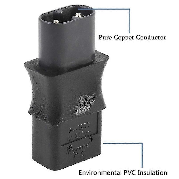 2-polig IEC 320 C8 hane till IEC 320 C9 hona AC-adapter 6A/250V EU Industriell strömomvandlare