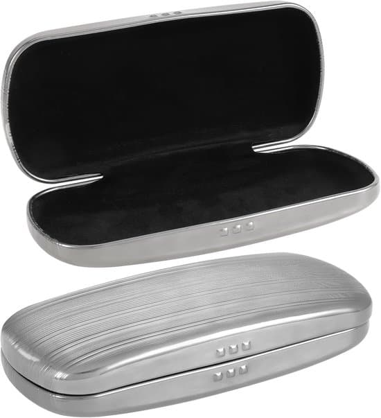 Metal Eyeglass Case - Hard Eyeglass Case - Secure Storage - Robust Metal Construction - Universal Size - Silver