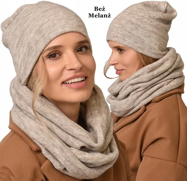 DAM HALSMÖSSA vinterset tunnelset för hösten polerad beige K6