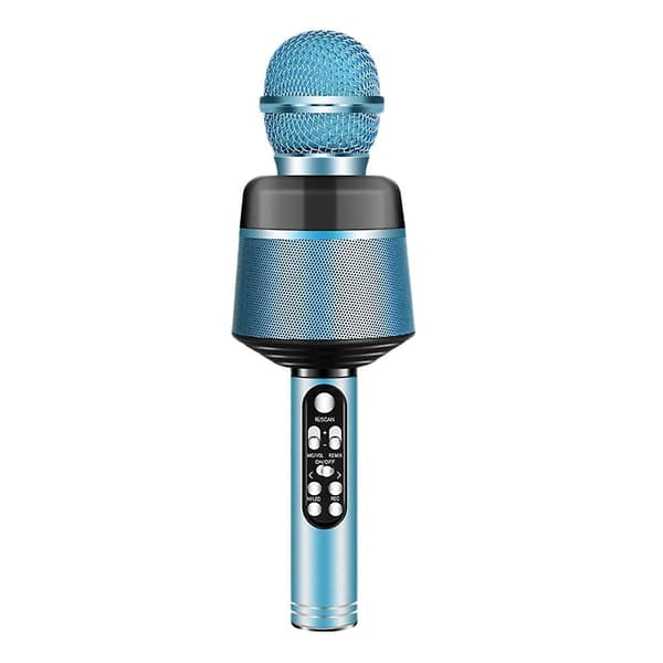 Trådlös Bärbar Bluetooth-Mikrofon med LED-Ljus, Barnpresent Lämplig för Sångfest Blå