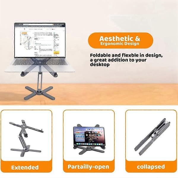 360 Roterende Laptopstativ Bærbar Riser Holder Ergonomisk Datamaskin Riser for Laptoper Opptil 16 tommer G