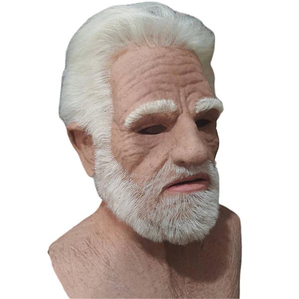 Gammel Mand Ansigtsmaske Latex Realistisk Maske, Halloween Krybende Rynket Gammel Person Maske Voksen Fæstekjole Kostume