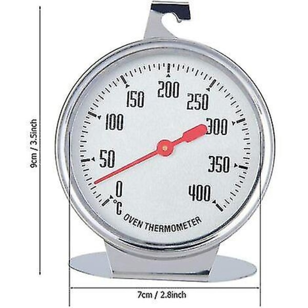 Ugnstermometer för matlagning, omedelbar avläsning av termometertemperaturmätare i rostfritt stål med krok för bakning eller grill