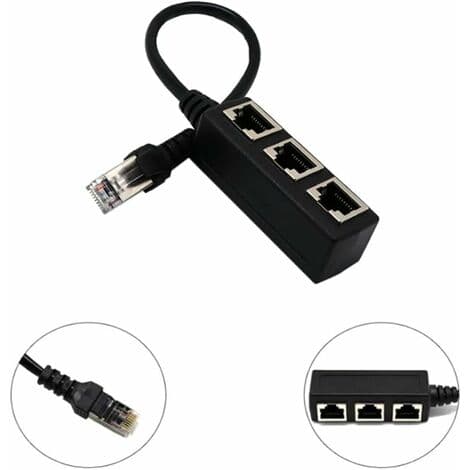 RJ45 Ethernet-kabelsplitter, 1 til 3 kabel Ethernet-splitter. Velegnet til Super Cat5, Cat5e, Cat6, Cat7 Ethernet LAN.