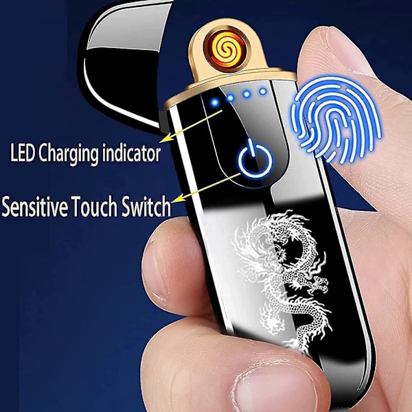 Elektronisk Tändare, Smart USB Uppladdningsbar Tändare, Mini Elektrisk Tändare Touch Tändning Vindtät Flamfri Tändare Plasma Tändare Med Batteriindikator