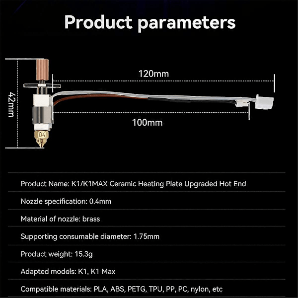 För K1/ K1 Max Uppgradering Hotend Kit Keramisk Värmeplatta 550C Snabb Utskrift för K1 K1MAX - Extrud