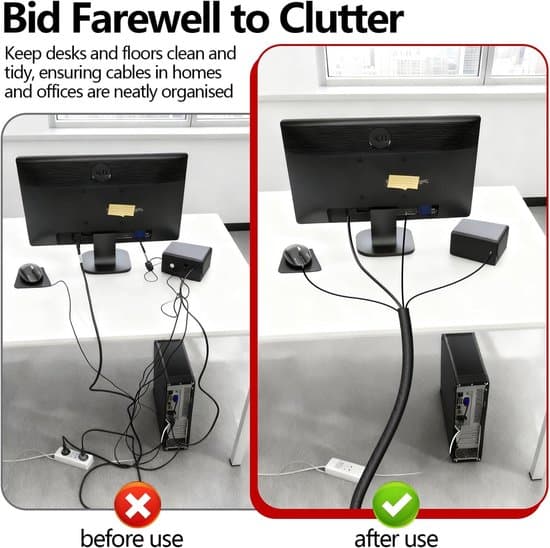 3m x 30mm Black Cable Protector - Self-Adhesive - Computer and TV Cable Organizer - Anti-Chew Protection