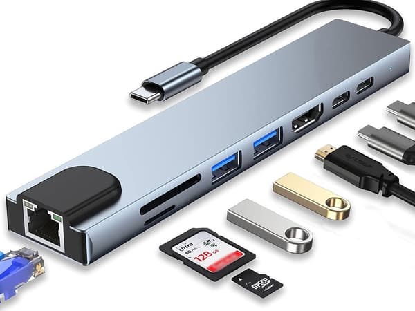 Sovitin 8-in-1 USB-C - Thunderbolt, HDMI, SD ja RJ45