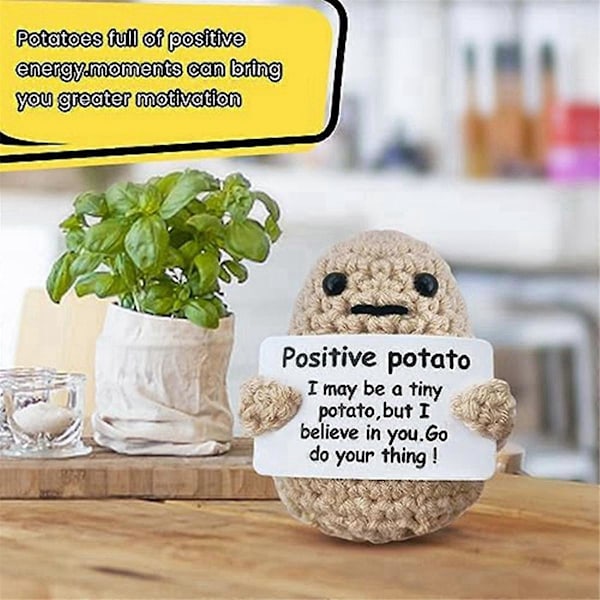 Mini Positiv Potatis, Söt Ull Rolig Stickad Positiv Potatis, Positiva Gåvor Rolig Present Positiv Potatis A