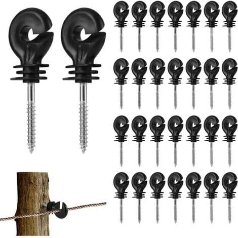 50x Klassisk Ringisolator, Fremragende Kvalitet, Sort Farve til Elhegn