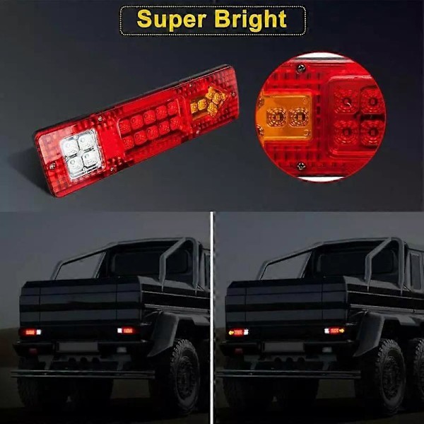 2 st LED-bakljus för bil, släpvagn, lastbil, bakre blinkers, bromsljus, vattentäta