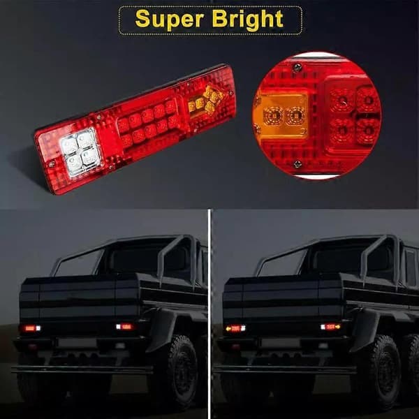 2 stk Bil 19 LED Vanntette Baklys Tilhenger Lastebil Bakre Blinklys Stopplys