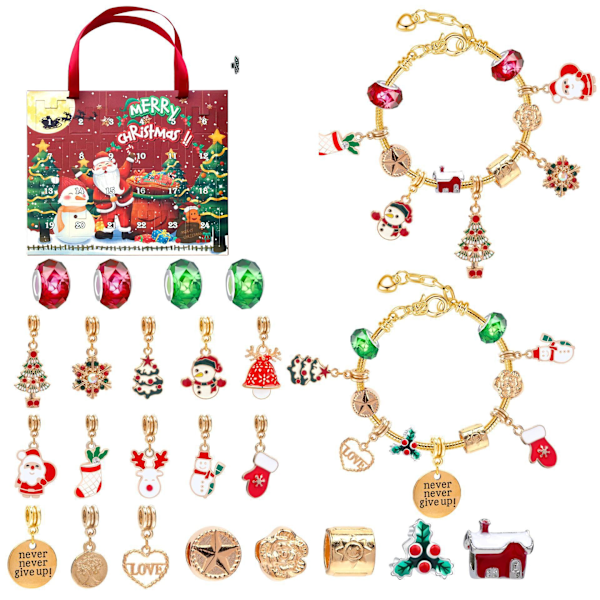 Julegave kreativ blind box armbånd diy 24-dages nedtælling julekalender farve: M-14ST