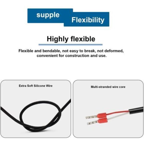 PT1000 vanntett temperatursensor, 3M solcelletemperatursensor med vanntett PVC og rustfri stålkabel