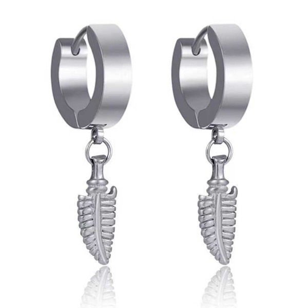 2-pack Piercing Earring with Hanging Feather Silver
