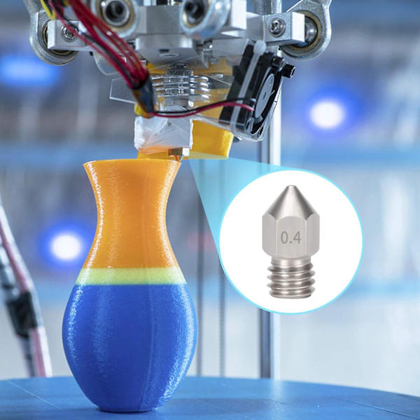 10 stk Mk8 0,4 mm/1,75 mm 3D-printer dyser, hærdet rustfrit stål ekstruder dyser med 3 stk dyserensningsnål