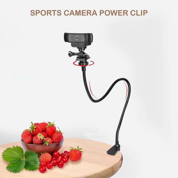 Webcam Stativ, Opgraderet Webcam Montering Stativ med Fleksibel Svanehalsarm og Klemme, Velegnet til Webcam C9