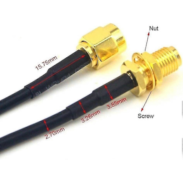 10m RP-SMA WiFi Antenne Forlengelseskabel (Svart)