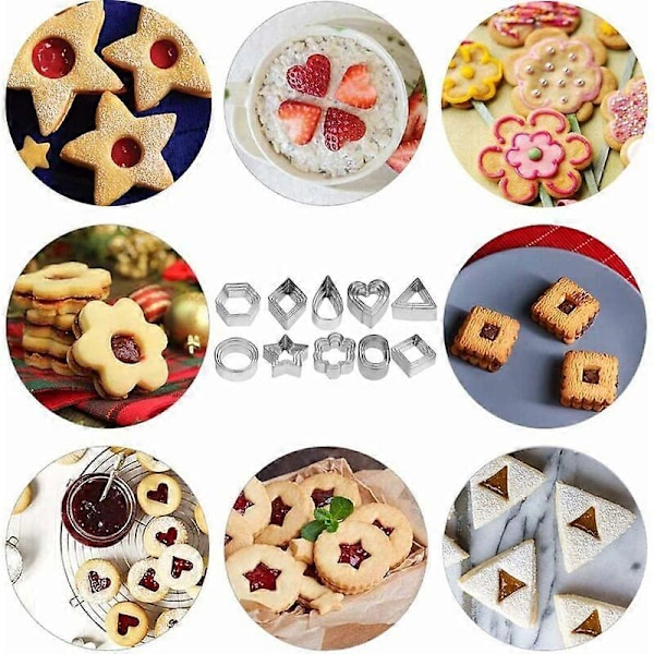 30 st Mini Kakformar Mini Geometriska Former Kex Kakformar Rostfritt Stål för DIY Bakning 2025th