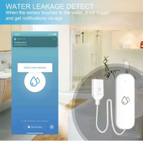 WiFi lekkasjedetektor, flomsensor, alarmsystem kontrollerbart via en Smart Life-app